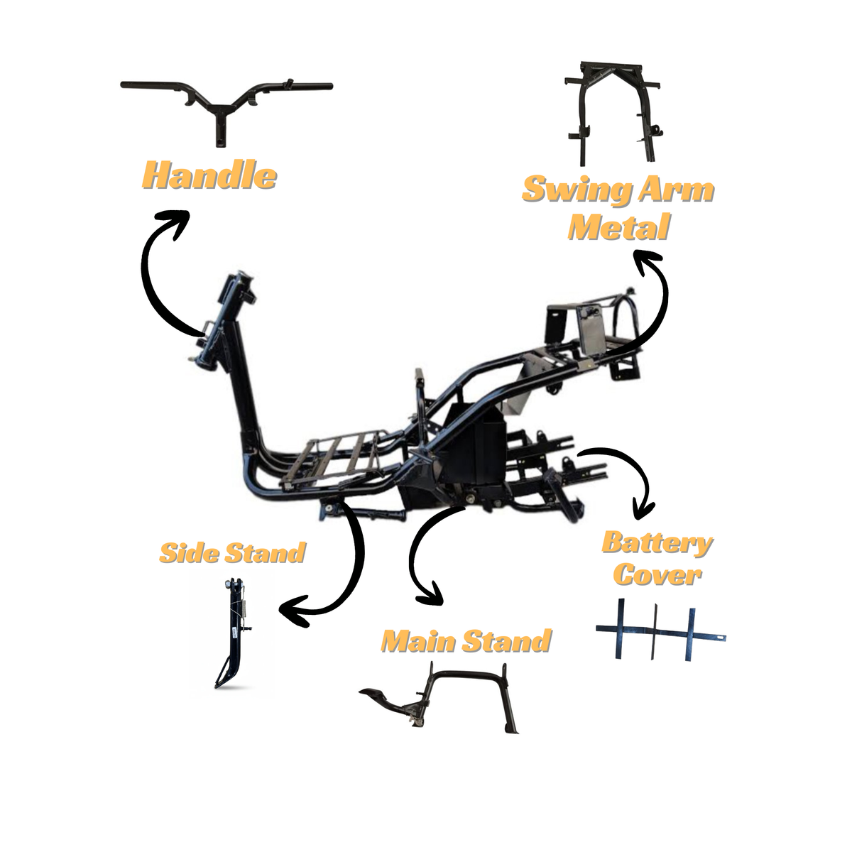 Single Light Scooter Chassis (22kg) - Complete Frame Kit